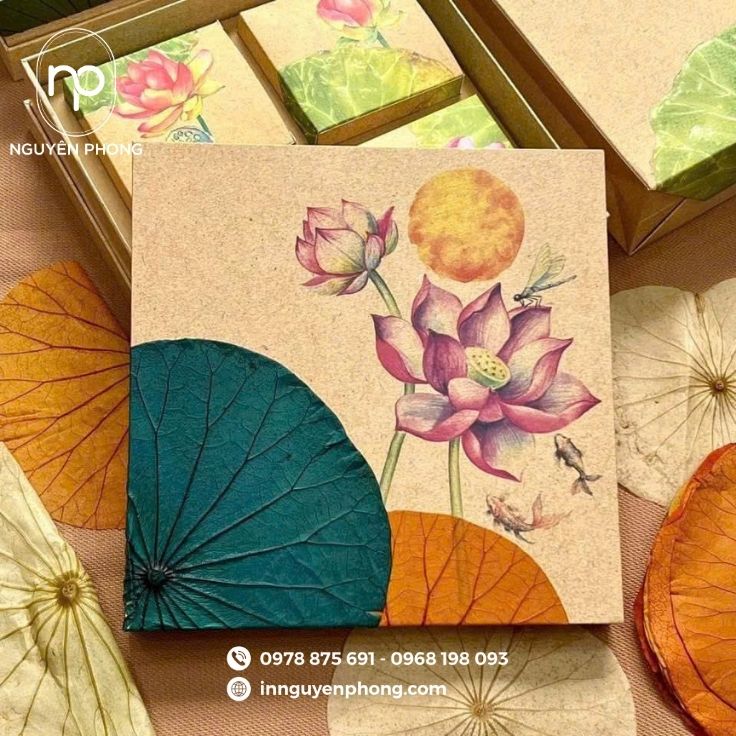 Mẫu hộp đựng trà sen thiết kế trang nhã